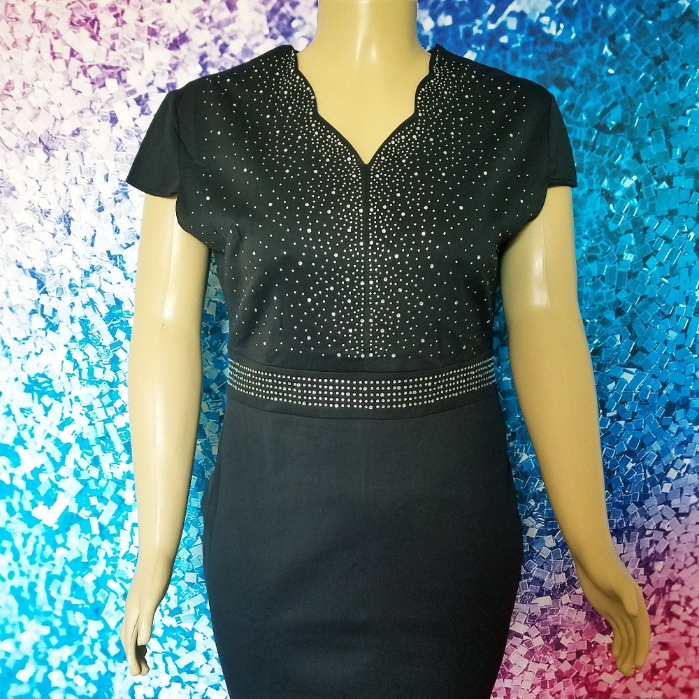 Black Rhinestone  Plus dress